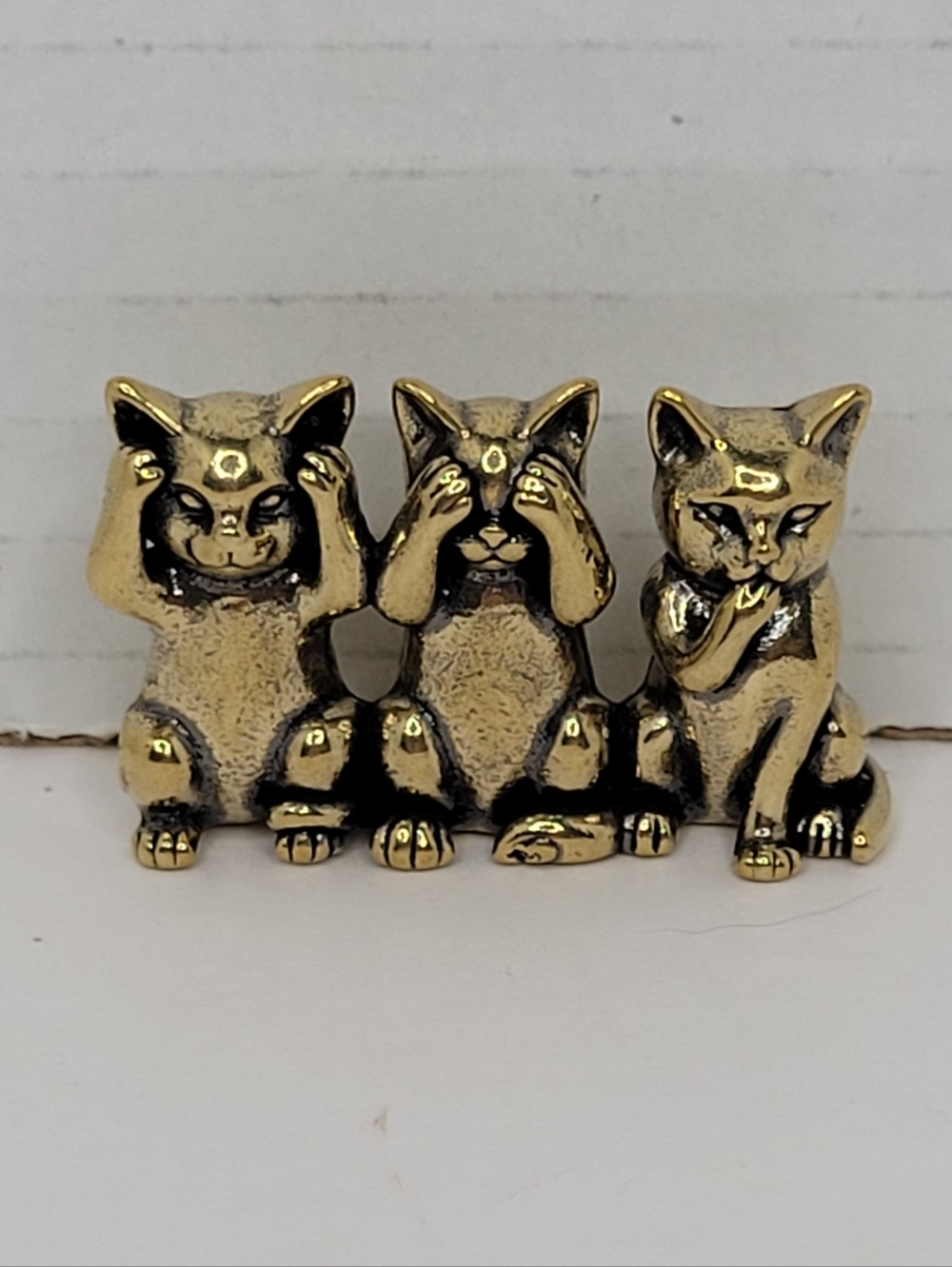 Brass Kitty Trio Figure Hear No Evil Speak No Evil See No Evil NWOT